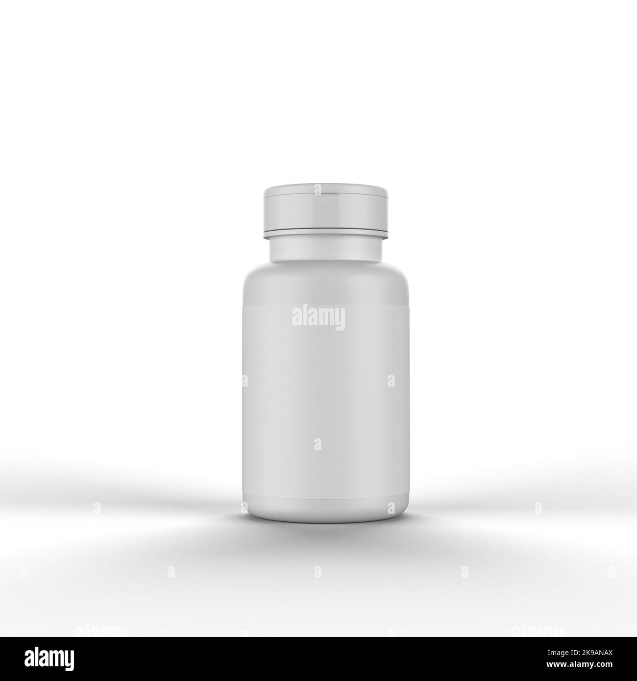 Milchglas Pillen Flasche 3D Rendering Stockfoto