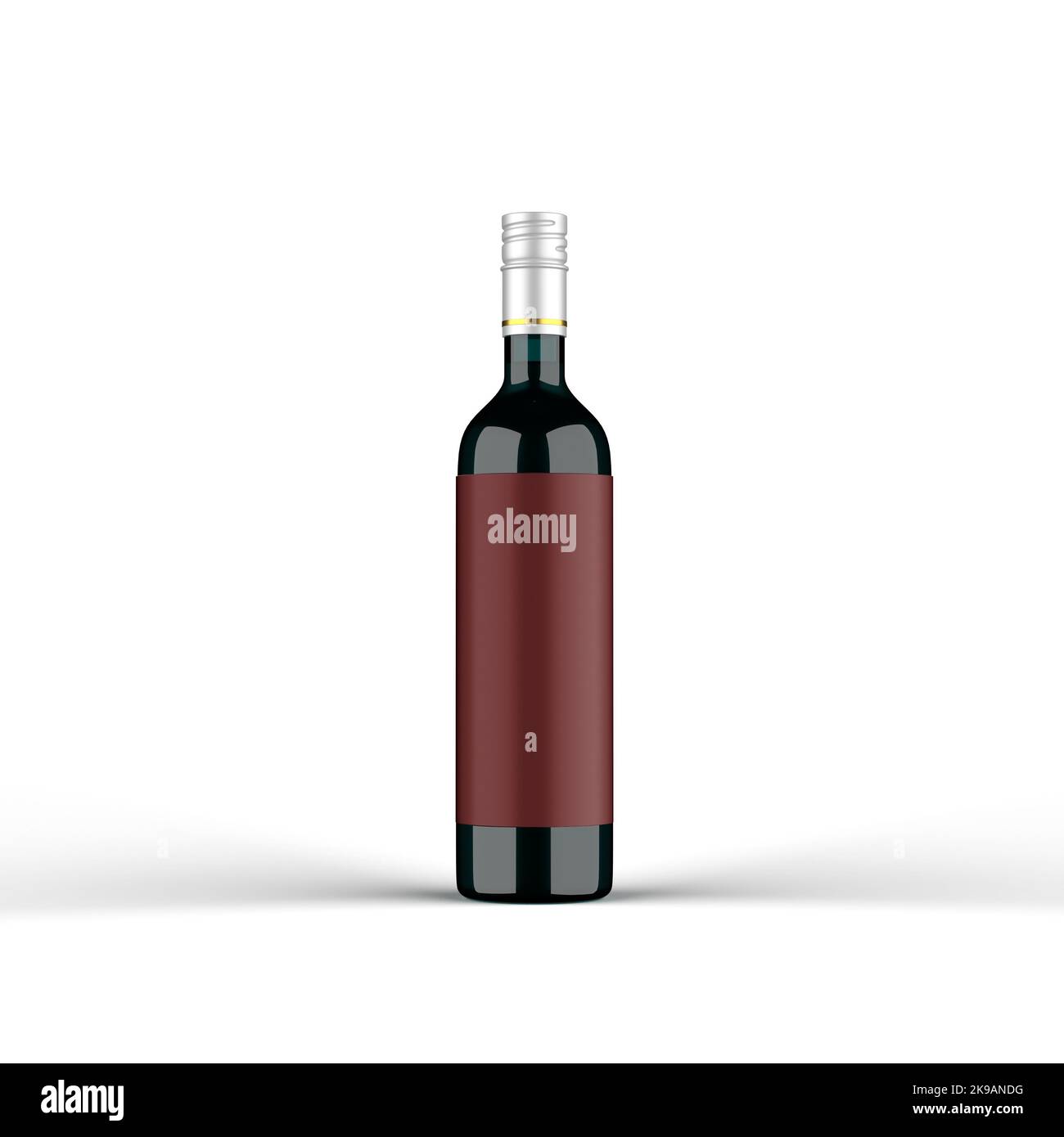 Glas Rotwein Flasche 3D Rendering Stockfoto