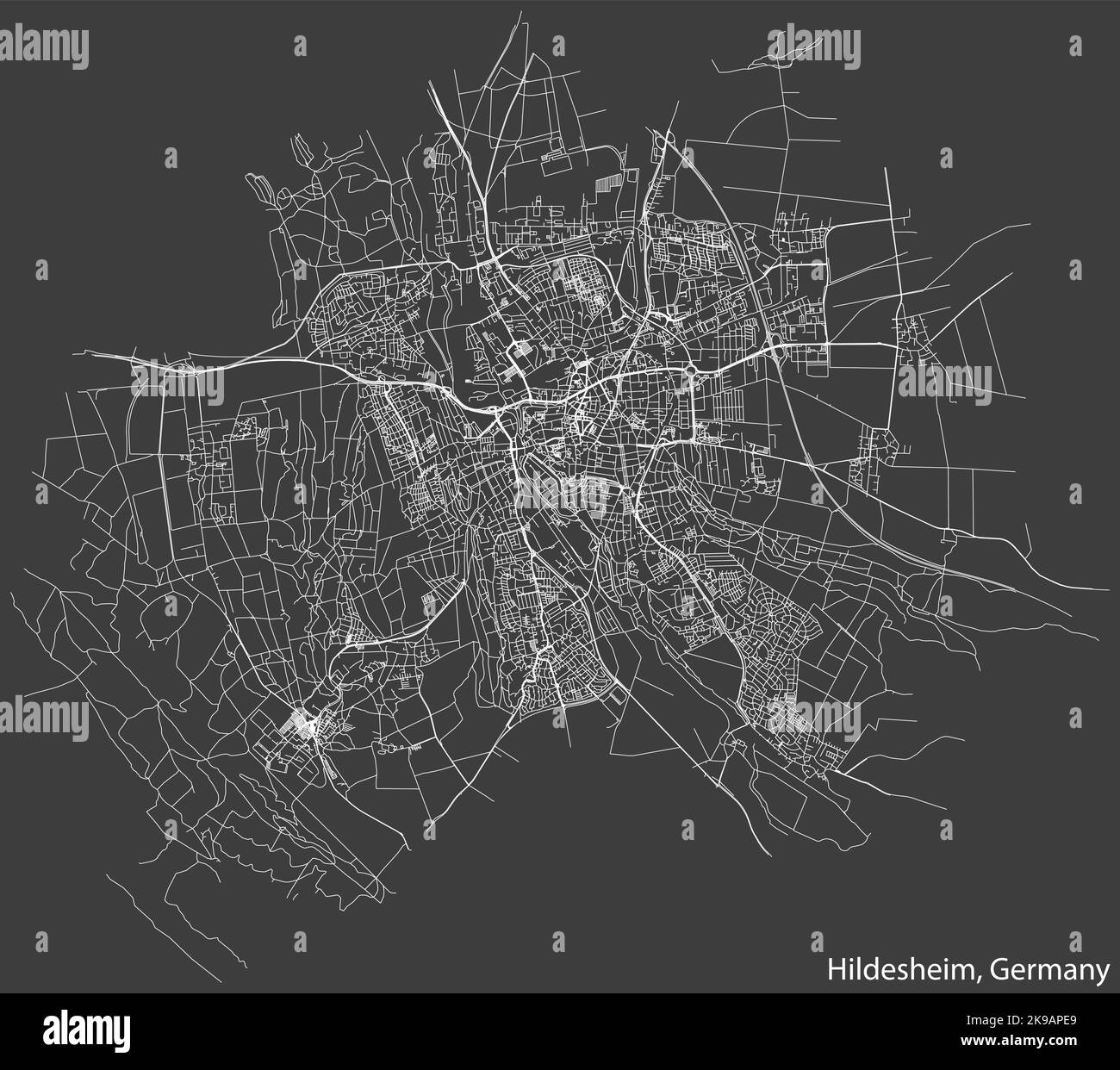 Straßenkarte von HILDESHEIM, DEUTSCHLAND Stock Vektor