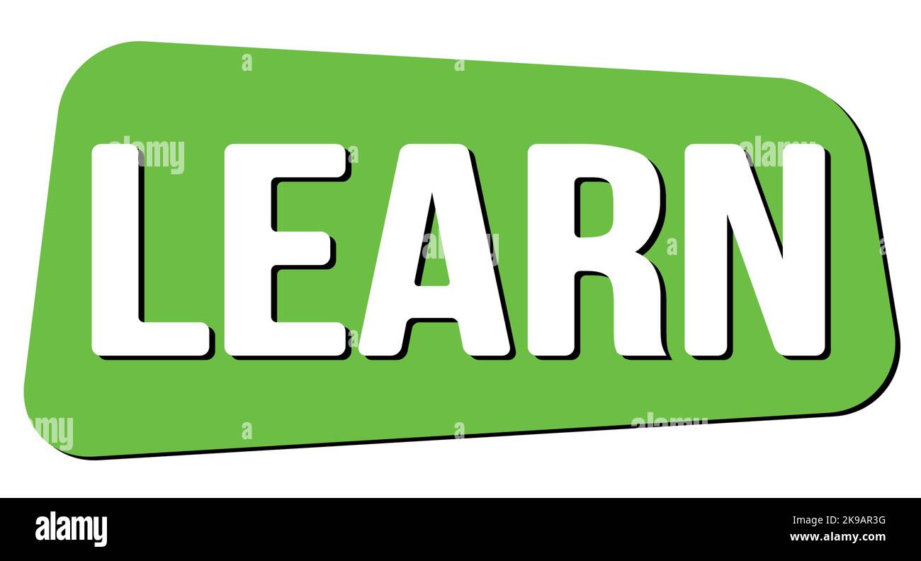 LERNEN Sie Text geschrieben auf grünen Trapez Stempel Zeichen. Stockfoto