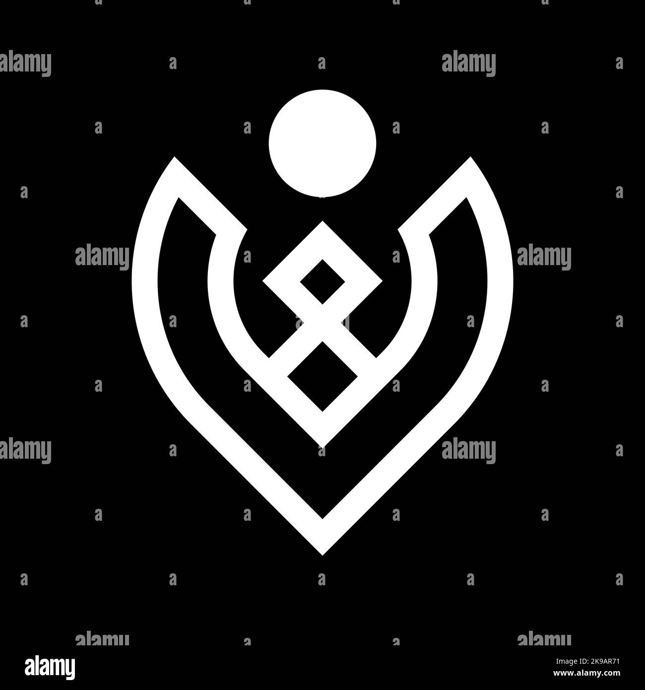 Modernes Logo-Design mit V-Buchstaben, Ortssymbol und Männerkopf-Symbol Stock Vektor