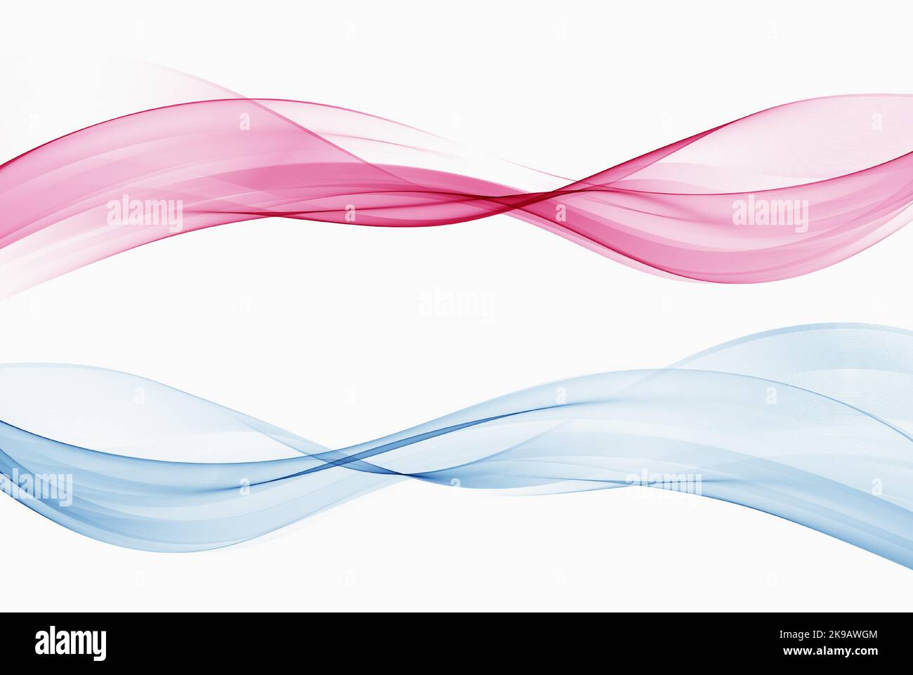 Satz von glatten wellenförmigen Linien transparente Wellen in blau und rosa Farbe Stock Vektor
