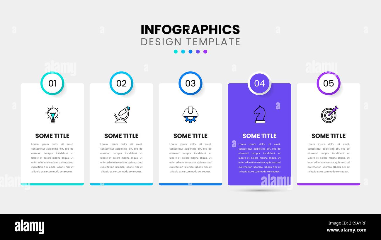 Infografik-Vorlage mit Symbolen und 5 Optionen oder Schritten. Kann für Workflow-Layout, Diagramm, Banner, webdesign verwendet werden. Vektorgrafik Stock Vektor