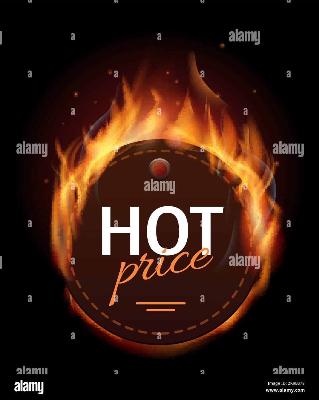 Heißes Preisschild. Realistisches Banner für den Verkauf von Feuerflammen Stock Vektor
