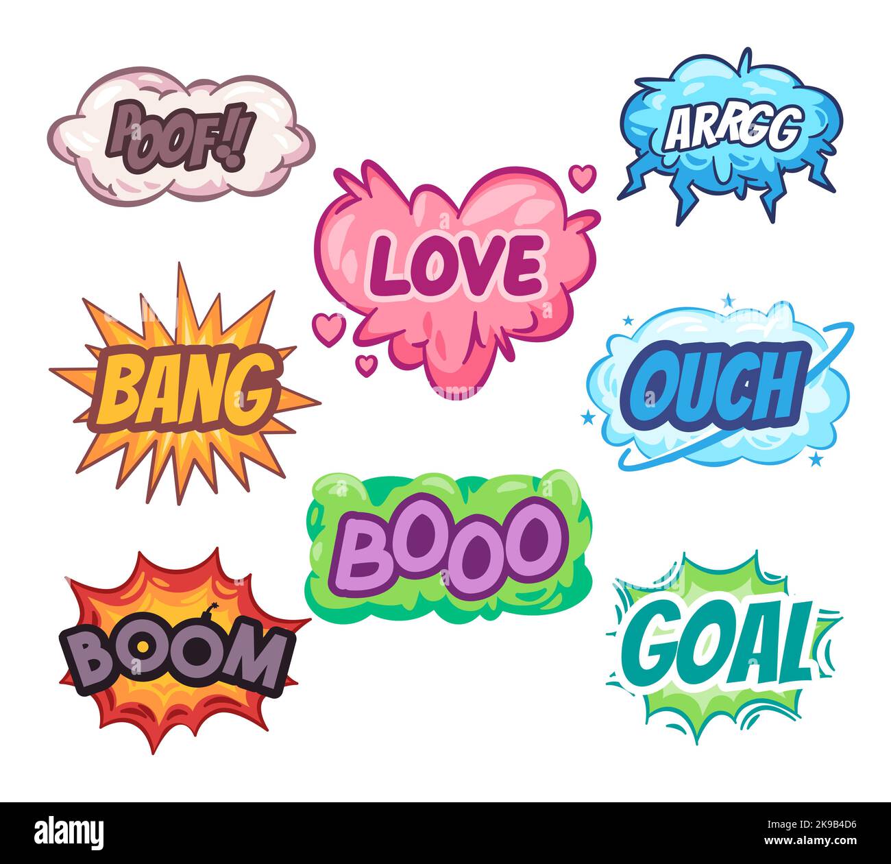 Sammlung von Retro-Comic-Text Cartoon Dialog Nachricht Blase Design Grafikelement bunt Stock Vektor