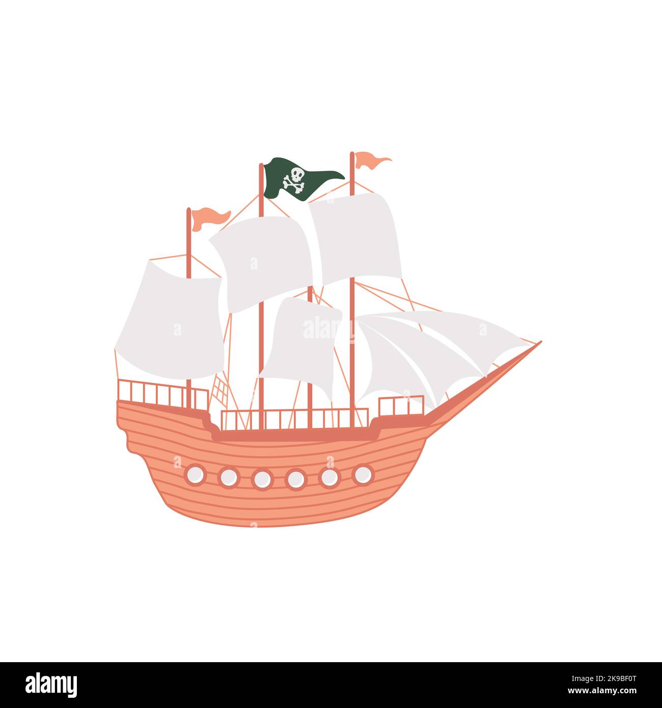 Niedliche Vektor Ozean Illustration mit ship.Underwater Cartoon Creatures.Marine Animals.Cute Kinder Design für Stoff, Kleidung, Buch, Postkarte Stock Vektor