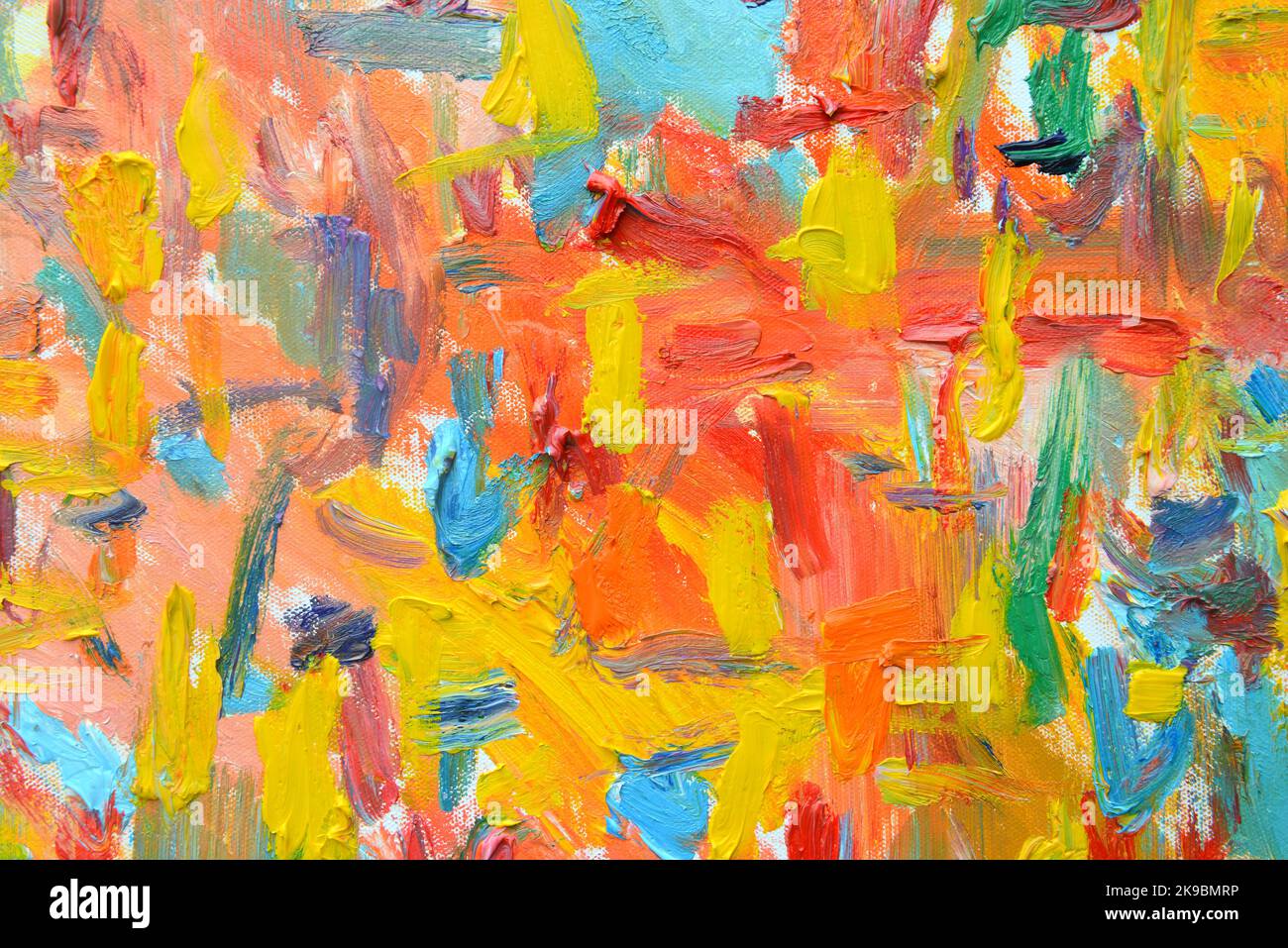 Farbe der Leben. Expressionistische Stimmung, Textur Pinsel malen gezeichnet lebendige bunte Öl auf Leinwand. Stockfoto