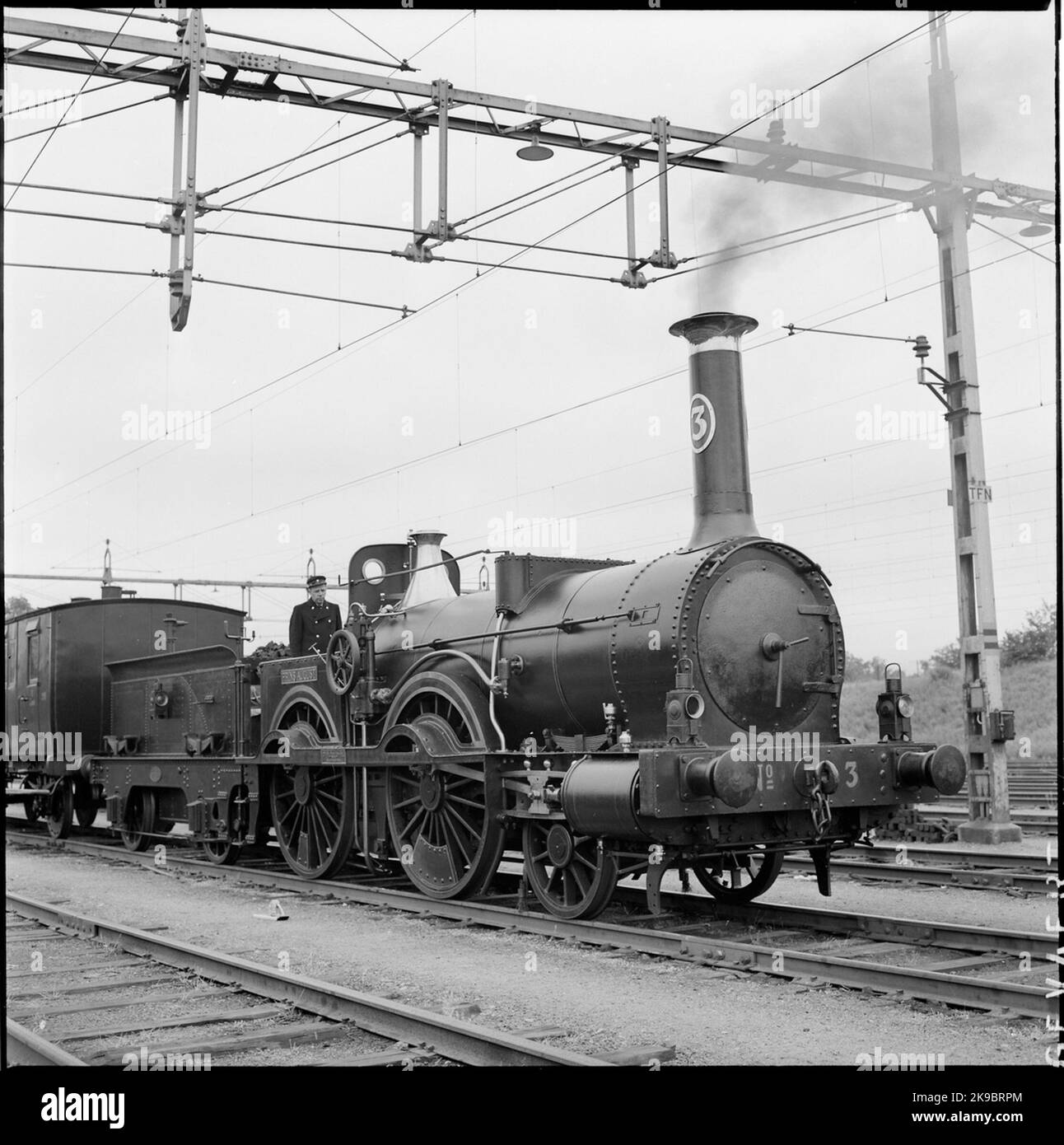 The State Railways, SJ B 3 'Prince August' auf dem Weg von Stockholm C nach Sundbyberg während des Internationalen Museumskongresses 1959. Stockfoto