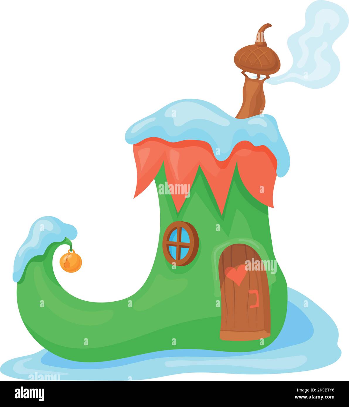 Feenhaus im Elfstiefel. Cartoon Gnome Hause isoliert auf weißem Hintergrund Stock Vektor