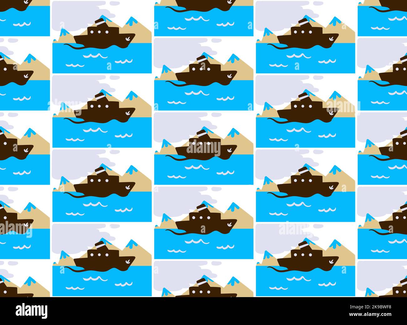 Semless-Muster aus Seeschiffen. Schiffe flache Vektor-Karikatur-Skizze Stock Vektor