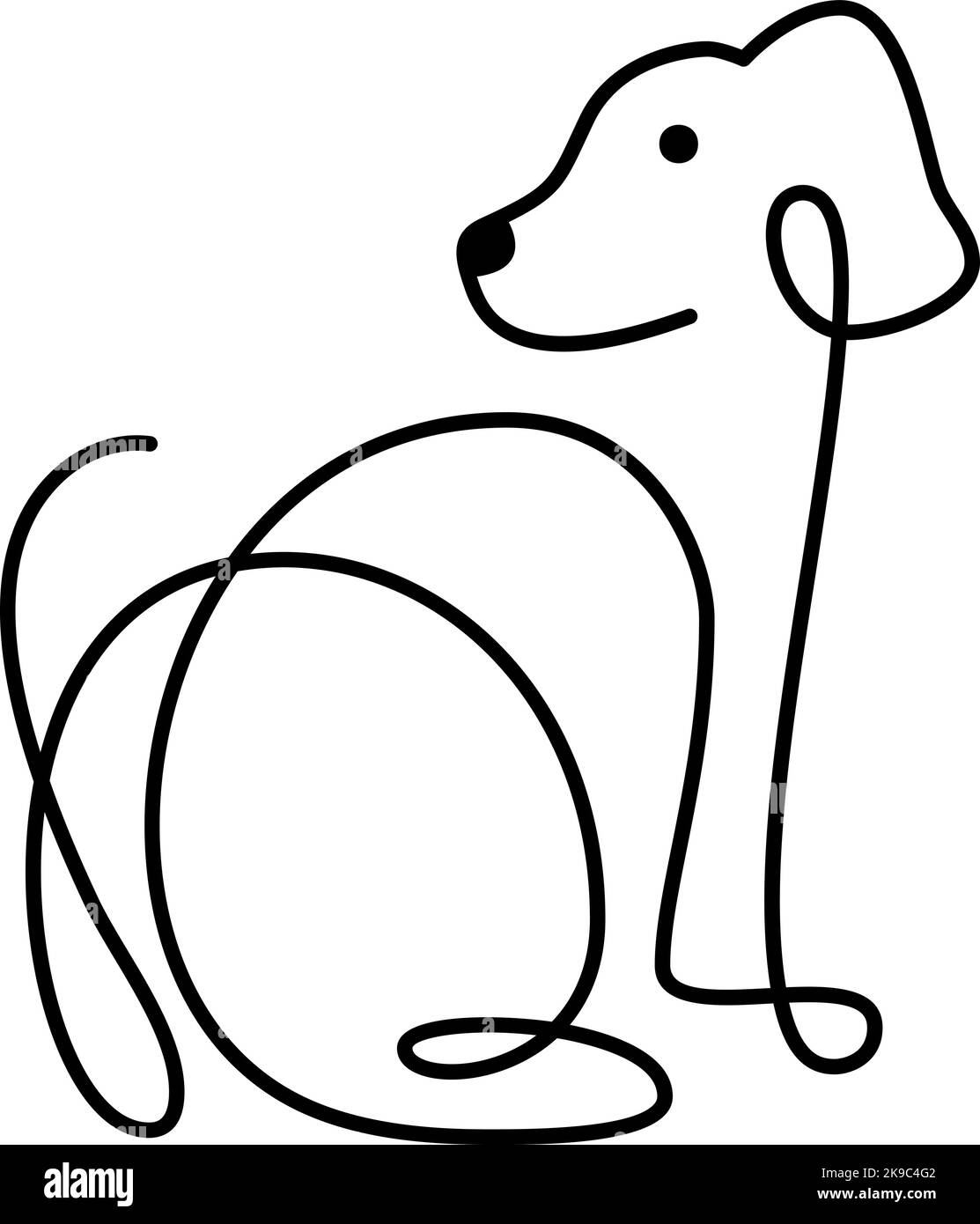 Niedliches ein-Linien-Vektor-Hundelogo. Minimalistisches Haustier im abstrakten handgezeichneten Stil, minimalistische Einlinizeichnung. Schönes abstraktes Minimal Stock Vektor
