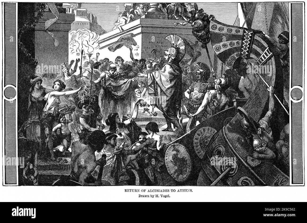 Rückkehr der Alcibiades nach Athen, Illustration, Ridpath's History of the World, Band I, von John Clark Ridpath, LL. D., Merrill & Baker Publishers, New York, 1894 Stockfoto