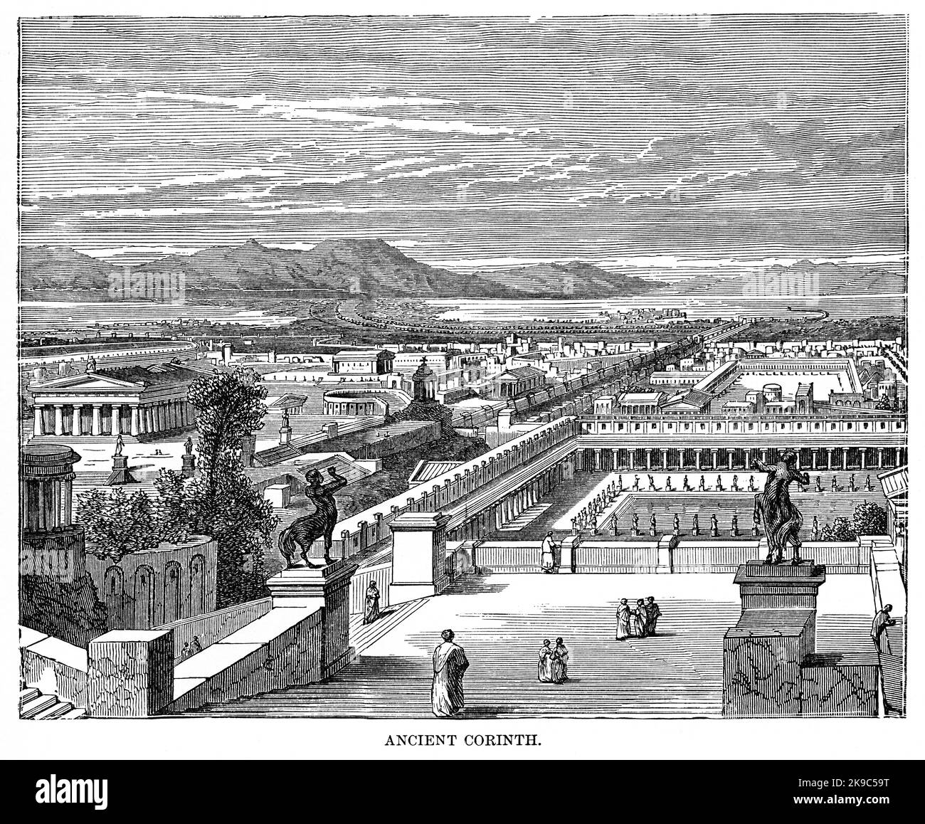 Ancient Corinth, Illustration, Ridpath's History of the World, Band I, von John Clark Ridpath, LL. D., Merrill & Baker Publishers, New York, 1894 Stockfoto