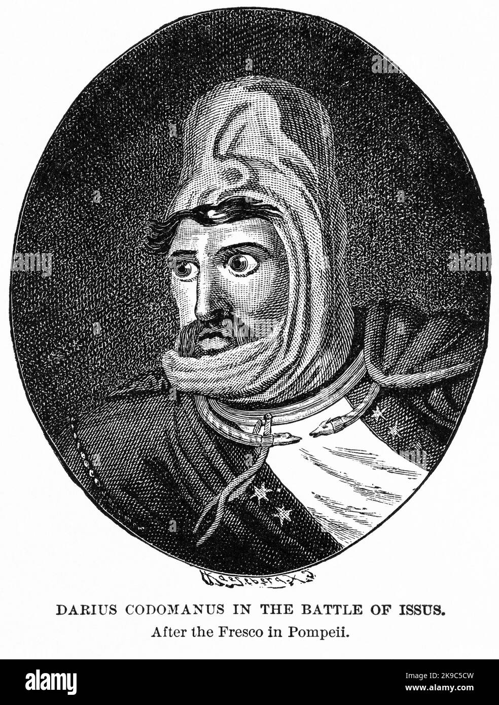 Darius Codomanus in der Schlacht von Issus, Illustration, Ridpath's History of the World, Band I, von John Clark Ridpath, LL. D., Merrill & Baker Publishers, New York, 1894 Stockfoto