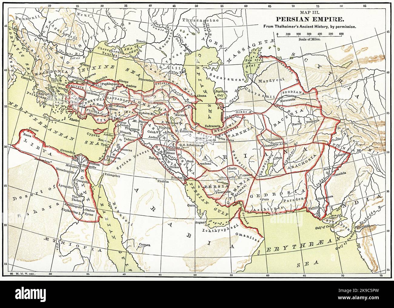 Karte des Persischen Reiches, Illustration, Ridpath's History of the World, Band I, von John Clark Ridpath, LL. D., Merrill & Baker Publishers, New York, 1894 Stockfoto