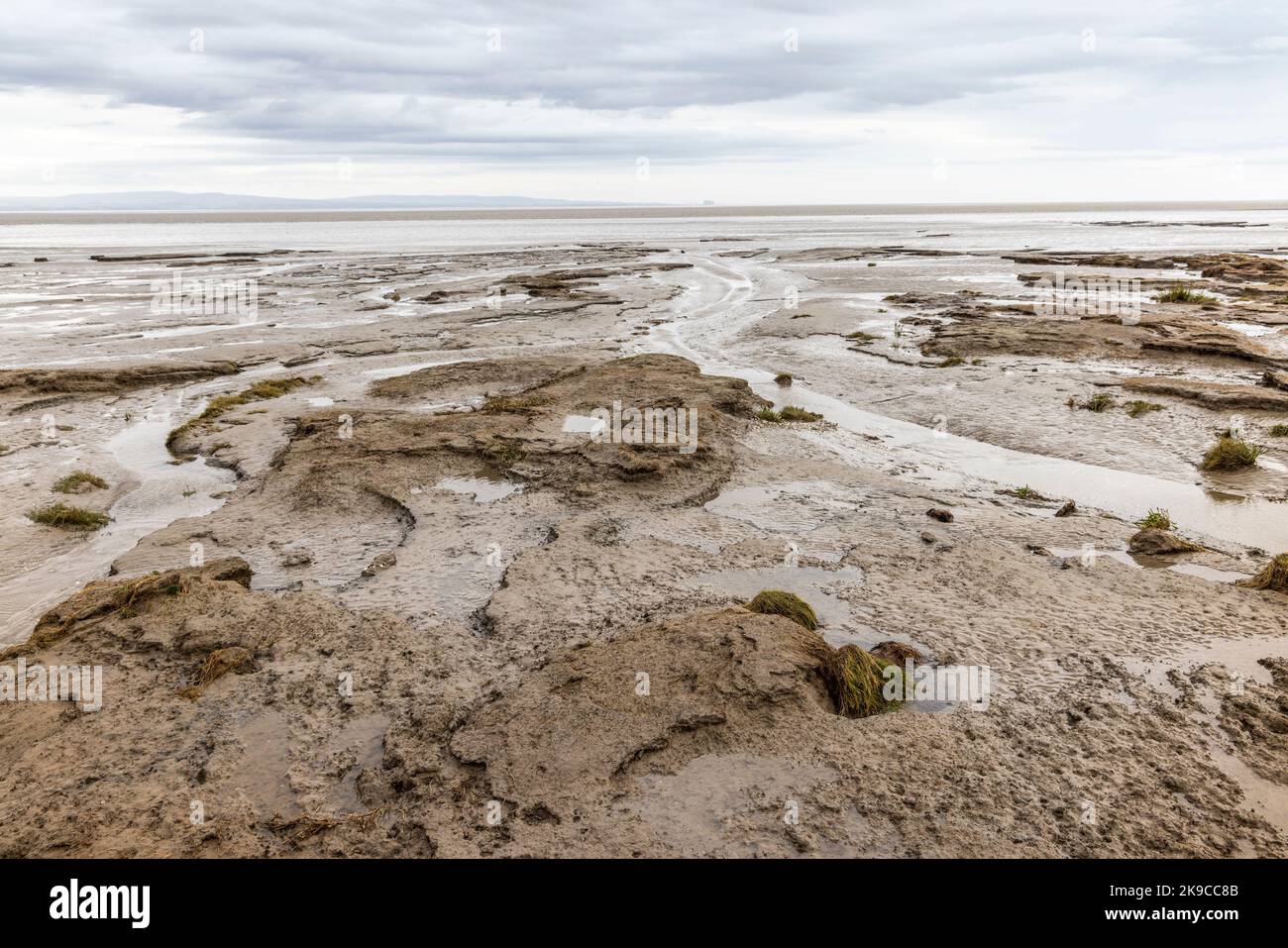 Mudflats bei Grange over Sands, Cumbria, Lake District, Großbritannien Stockfoto