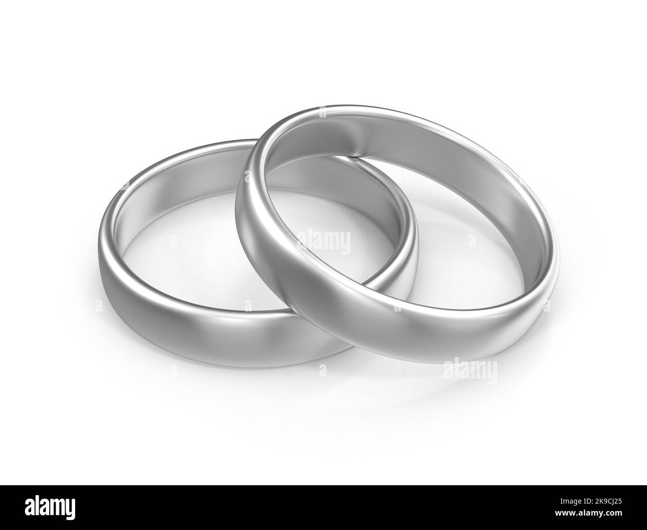 Zwei Silberring , Dies ist ein 3D gerenderte Computer-Bild generiert. Isoliert auf Weiß. Stockfoto