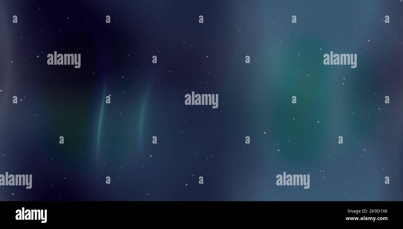 Schöne Aurora mit Sternen am dunklen Himmel nahtlose Textur, breit, hohe Auflösung Stockfoto