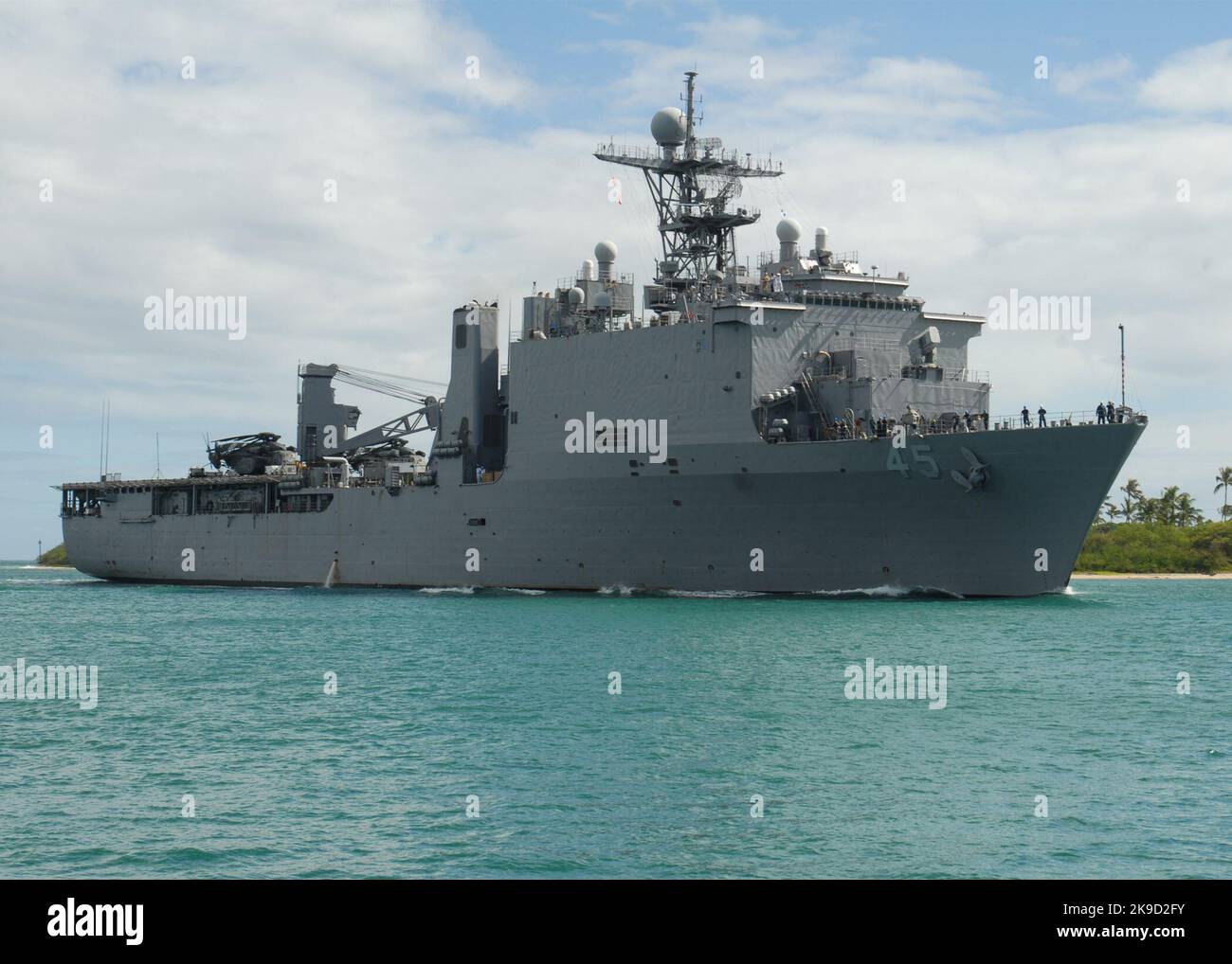 Die US Navy der Whidbey Island-Klasse, das Dock-Landungsschiff USS Comstock (LSD 45) Stockfoto