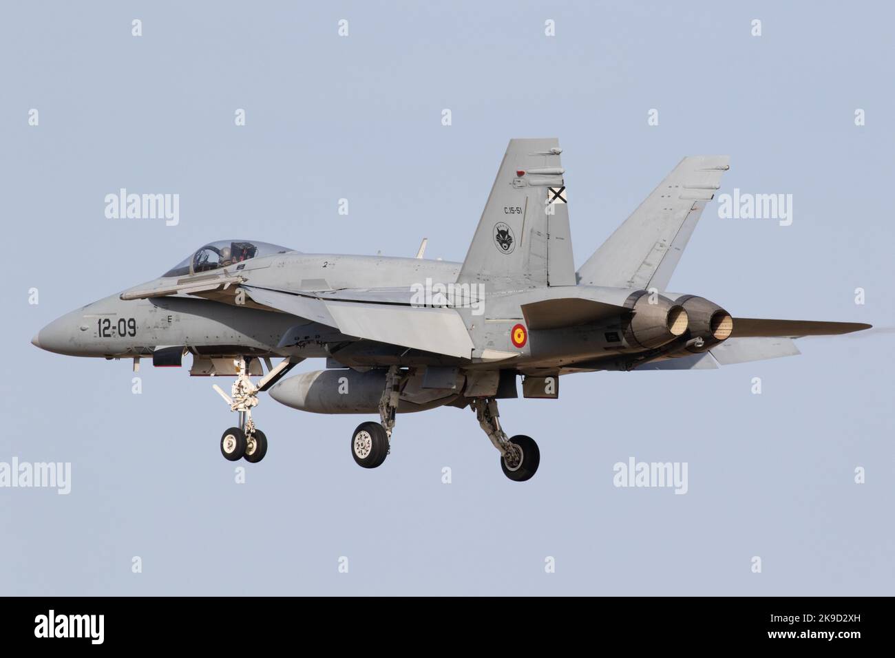 Die Hornets der spanischen Luftwaffe landen während der SIRIO 22-Übung auf dem Luftwaffenstützpunkt Gando. Stockfoto