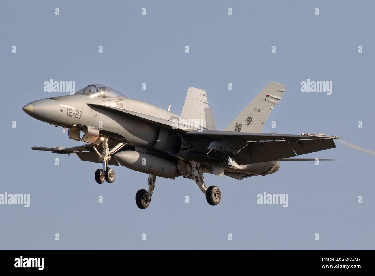 Die Hornets der spanischen Luftwaffe landen während der SIRIO 22-Übung auf dem Luftwaffenstützpunkt Gando. Stockfoto