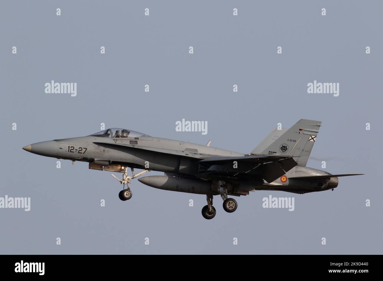 Die Hornets der spanischen Luftwaffe landen während der SIRIO 22-Übung auf dem Luftwaffenstützpunkt Gando. Stockfoto