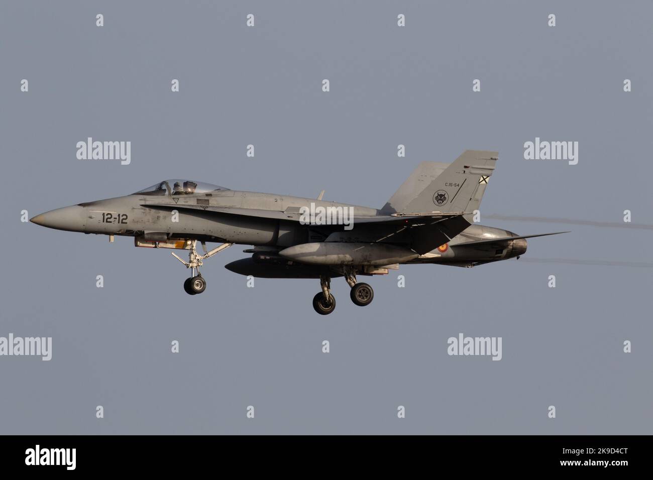 Die Hornets der spanischen Luftwaffe landen während der SIRIO 22-Übung auf dem Luftwaffenstützpunkt Gando. Stockfoto