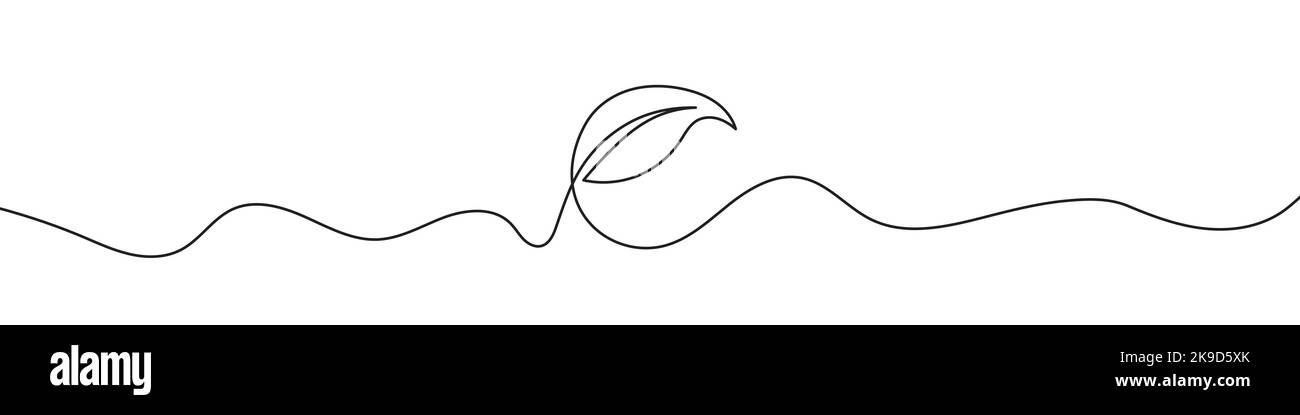 Fortlaufende Linienzeichnung des Blattes. Eine Zeile Hintergrund. Hintergrund für einzeilige Zeichnung. Vektorgrafik. Stock Vektor