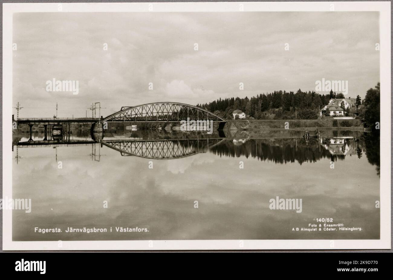 Die Brücke über den Ratio, südlich von Fagersta, auf der Strecke zwischen Fagersta C und Hedkärra. Stockfoto