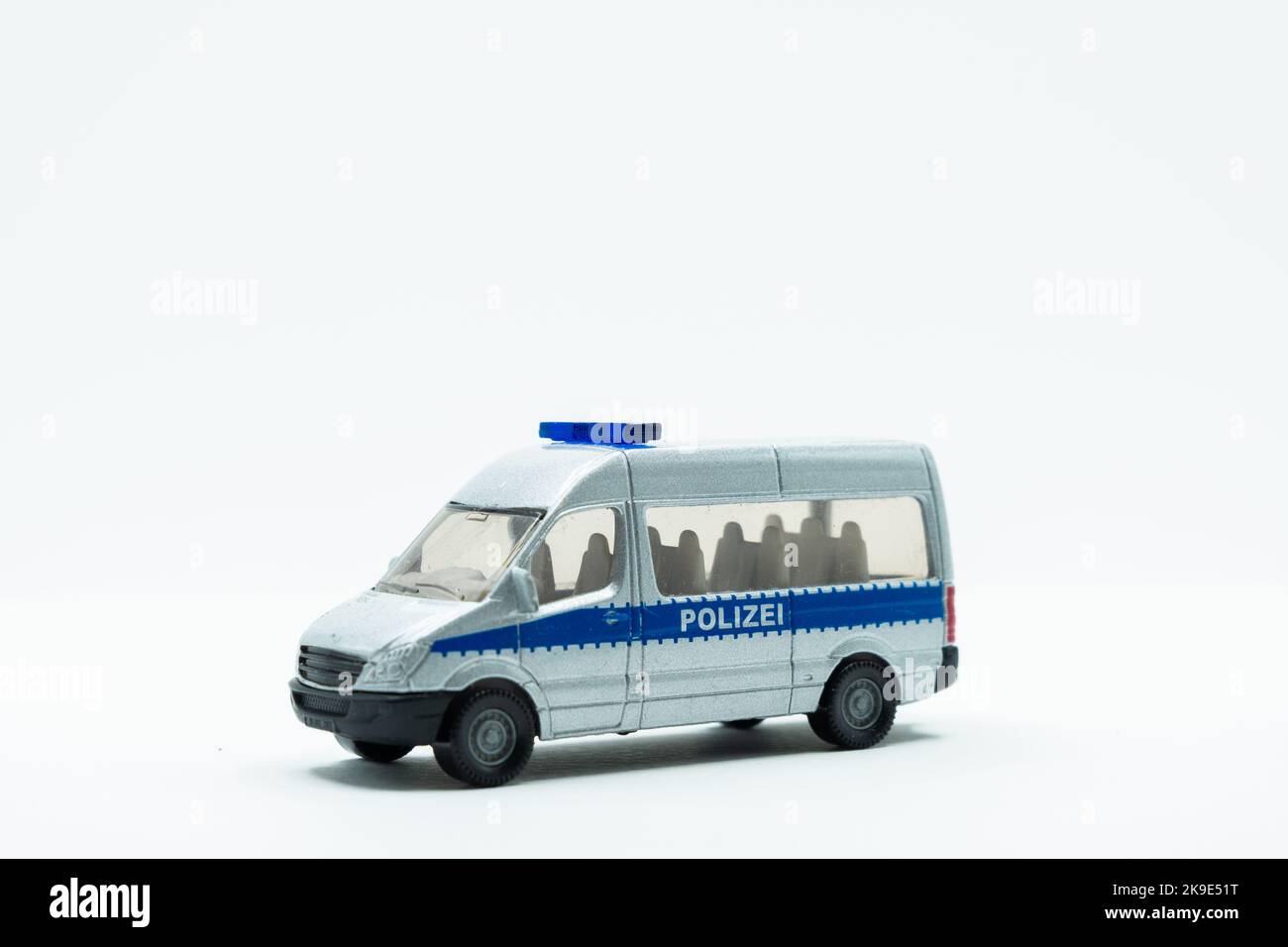 Weiß und blau deutsche Polizei van Auto Spielzeug Stockfoto