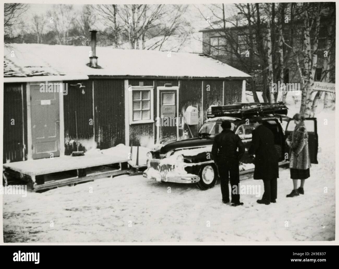 Post- und Gepäckgebäude in Undersåker Stockfoto