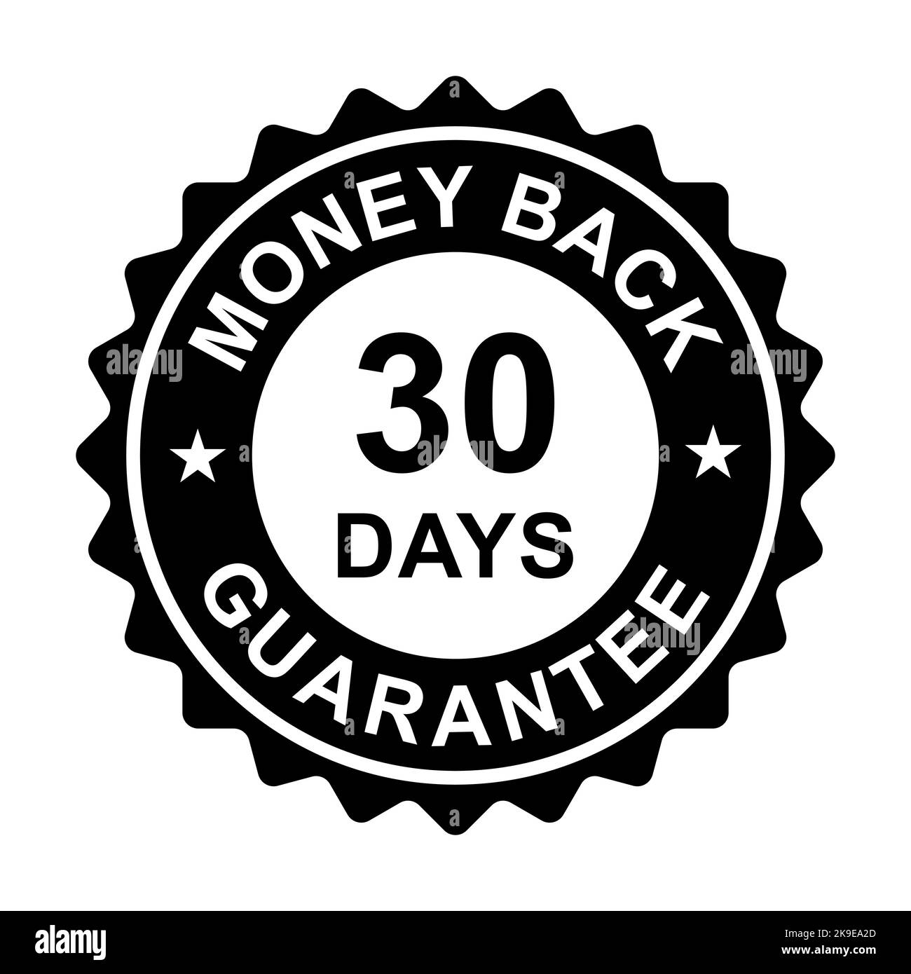 30 Tage Geld-zurück-Garantie Symbolvektor für Grafikdesign, Logo, Website, Social Media, mobile App, UI-Abbildung Stock Vektor