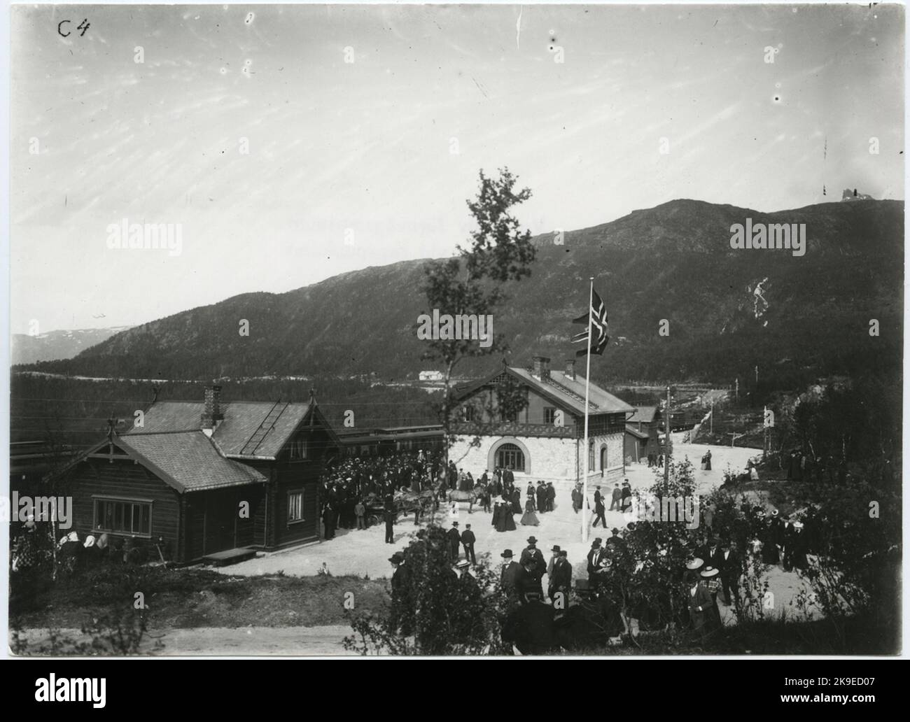 Narviks Bahnhof mit dem ersten 'Lappland Express Stockfoto