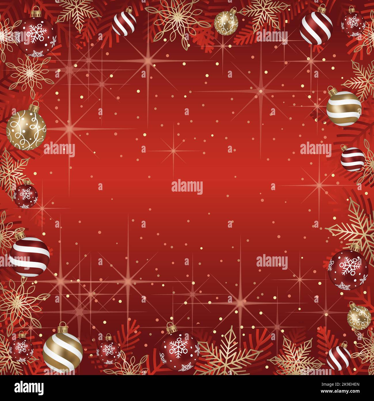 Vektor Flache Hintergrunddarstellung Mit Weihnachtskugeln Und Textraum. Stock Vektor