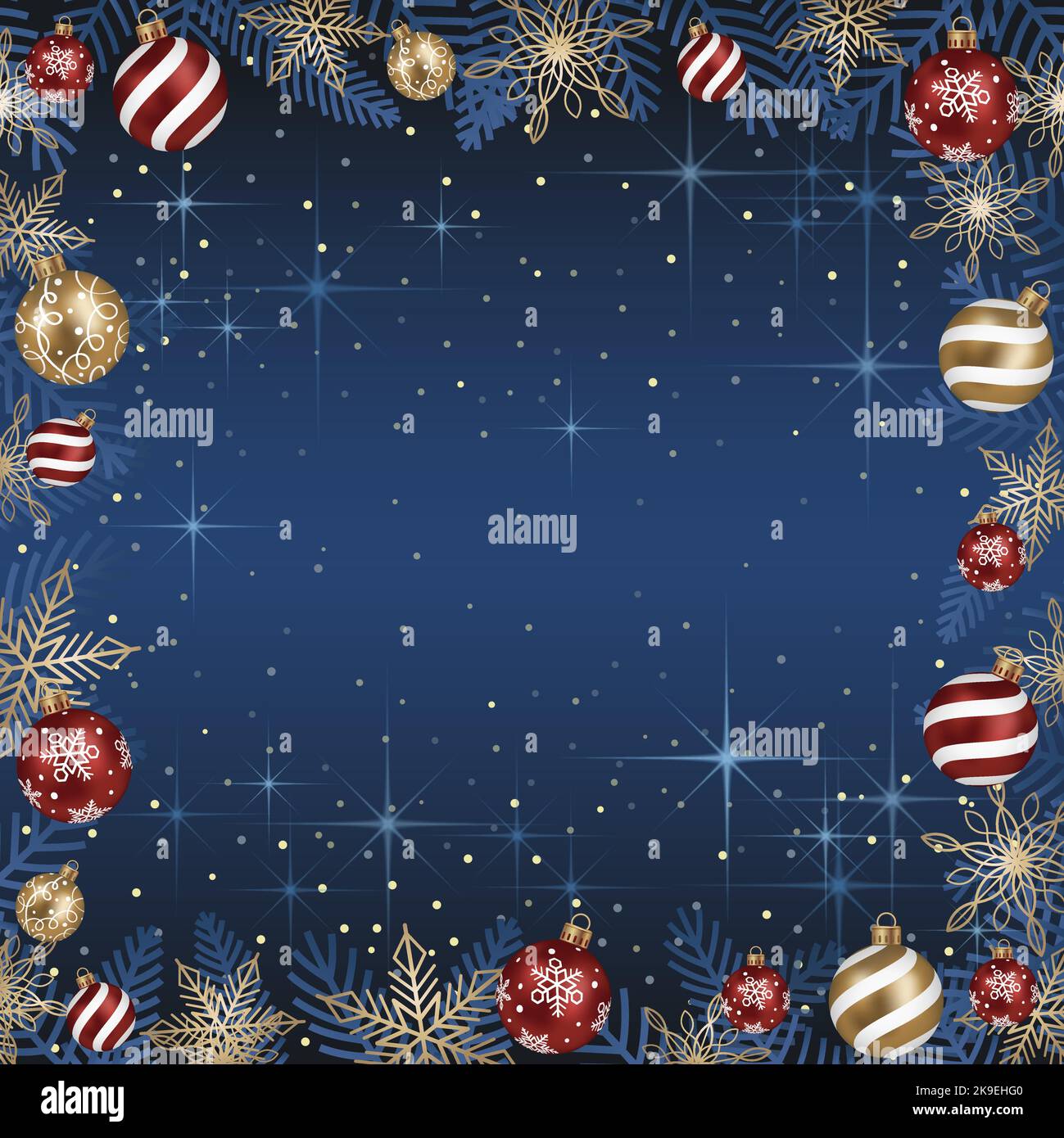 Vektor Flache Hintergrunddarstellung Mit Weihnachtskugeln Und Textraum. Stock Vektor