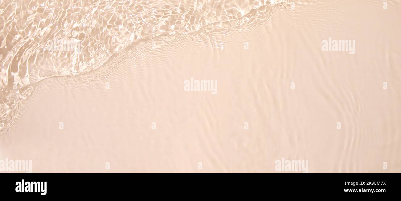 Banner Hintergrund transparent beige klar Wasser Welle Oberflächenstruktur Stockfoto