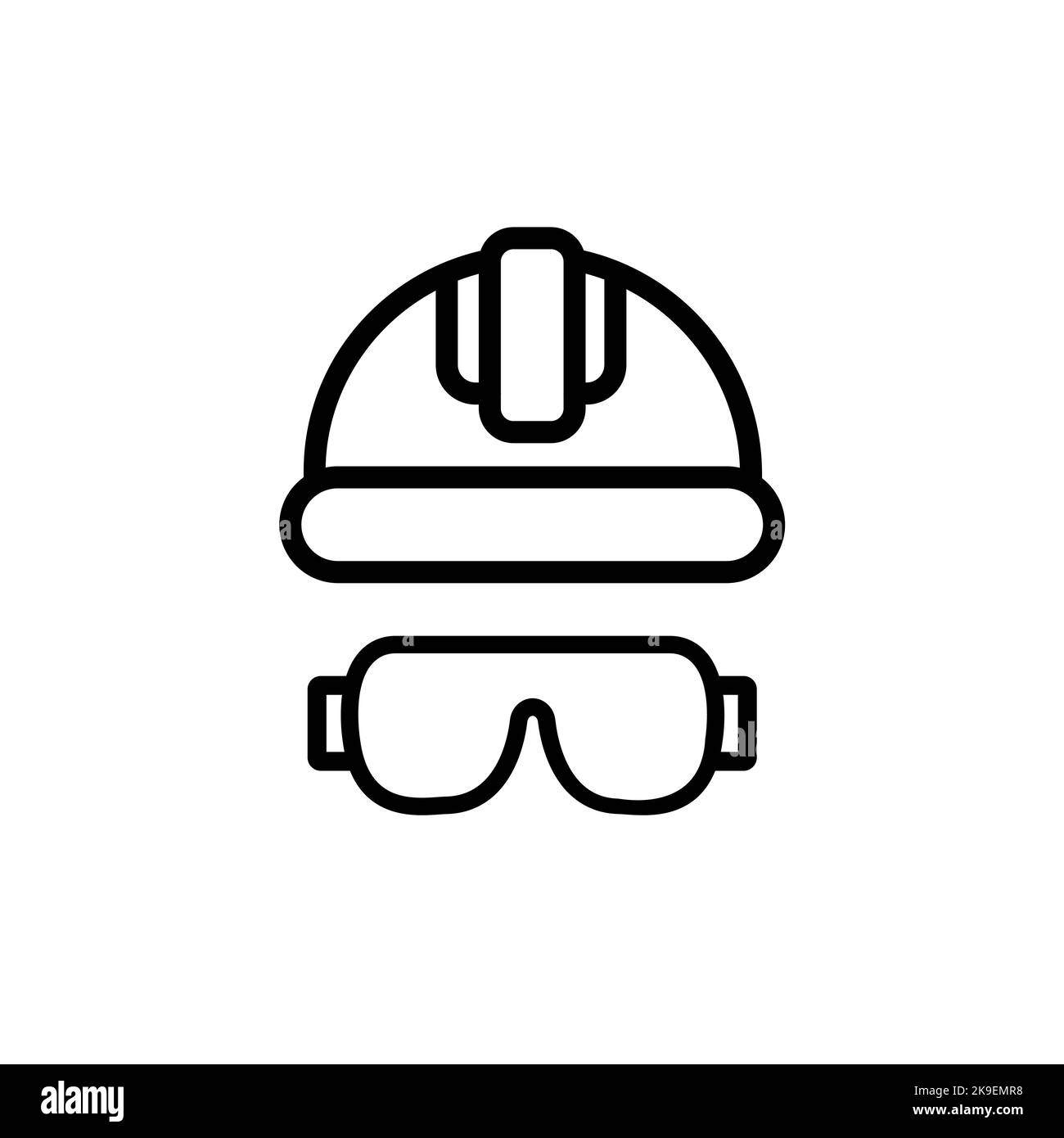 Industriehelm und Schutzbrille Sicherheitsausrüstung Konzept, Infrarot-Schutz Arbeiter Vector Icon Design Stock Vektor