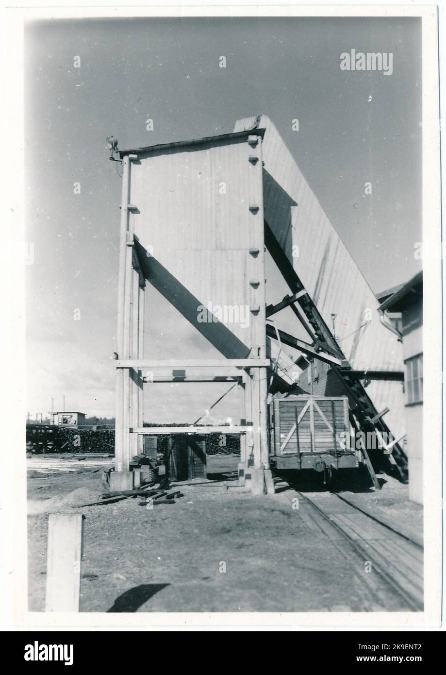 Beladung des Güterwagens. Stockfoto