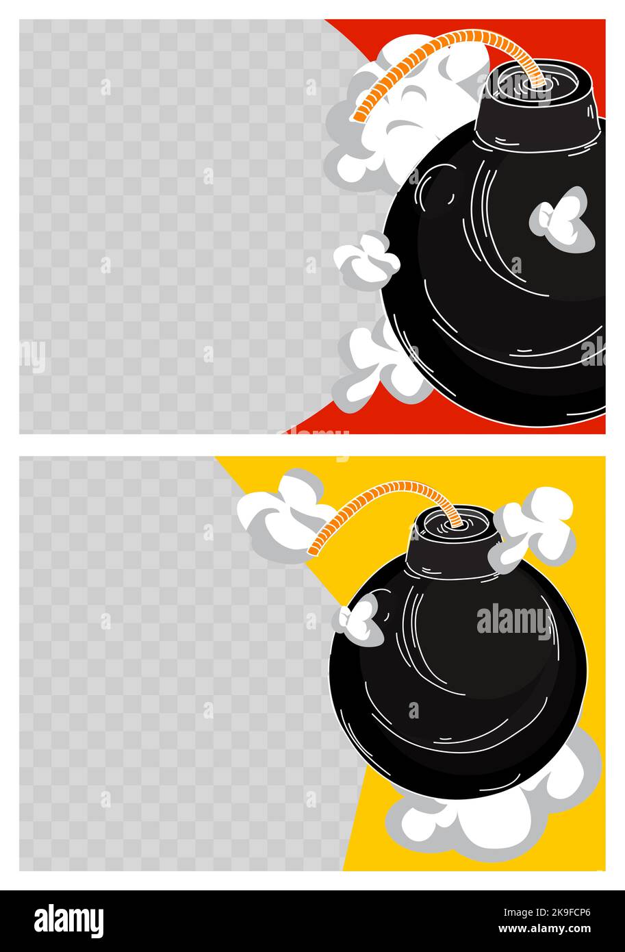 Bombenposter. Banner-Vorlage für explosive Ereignisse. Design mit dynamischen Formen. Social-Media-Post für Einladungen, Auszeichnungen oder Cover. Stock Vektor