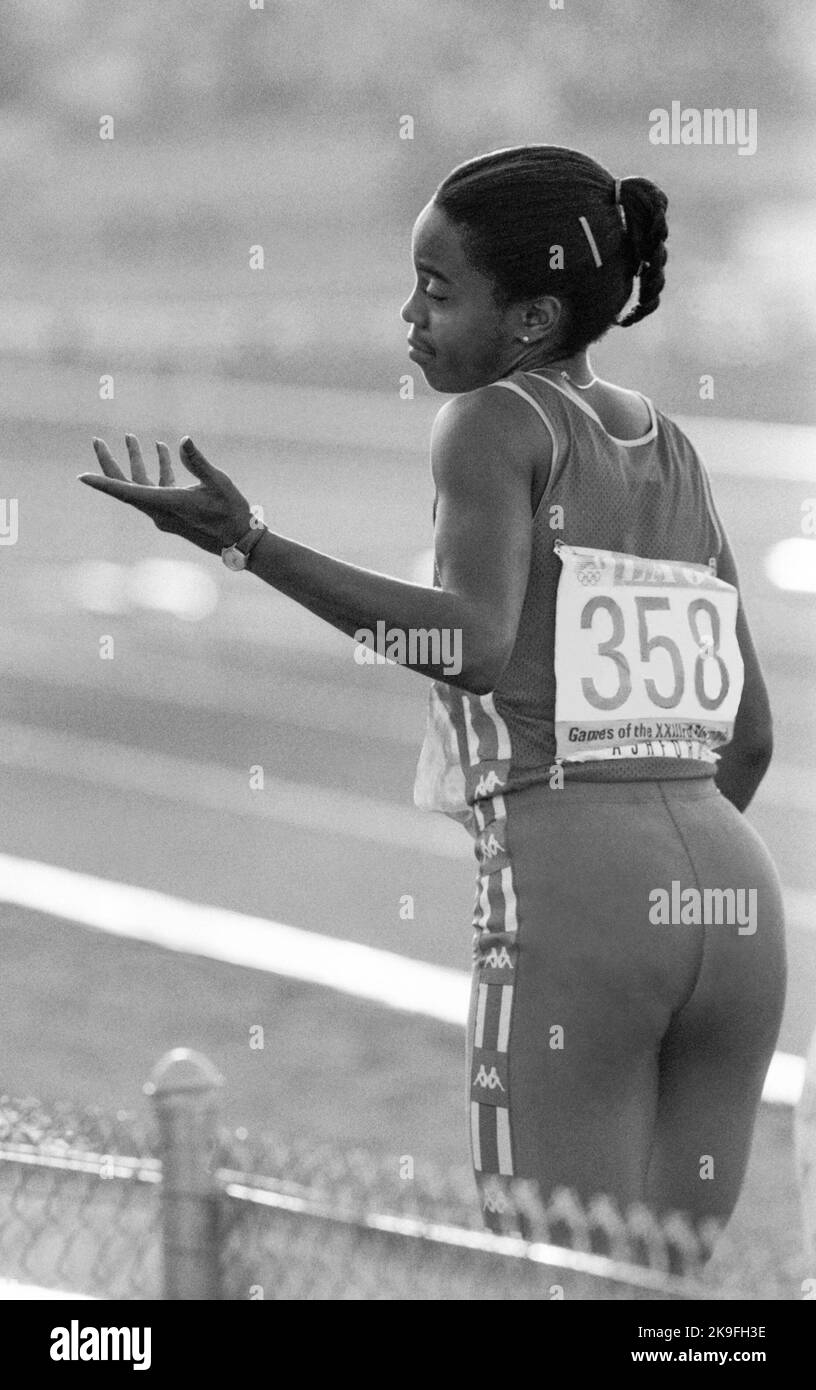OLYMPISCHE SOMMERSPIELE IN LOS ANGELES USA 1984 Evelyn Ashford USA 100 m Goldmedaillengewinnerin Stockfoto