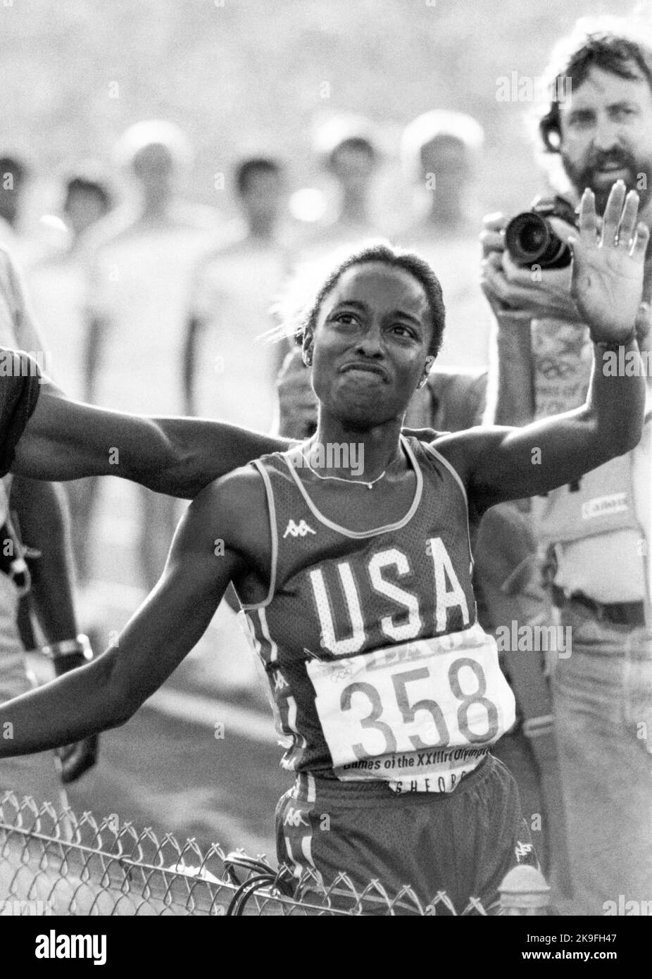 OLYMPISCHE SOMMERSPIELE IN LOS ANGELES USA 1984 Evelyn Ashford USA 100 m Goldmedaillengewinnerin Stockfoto