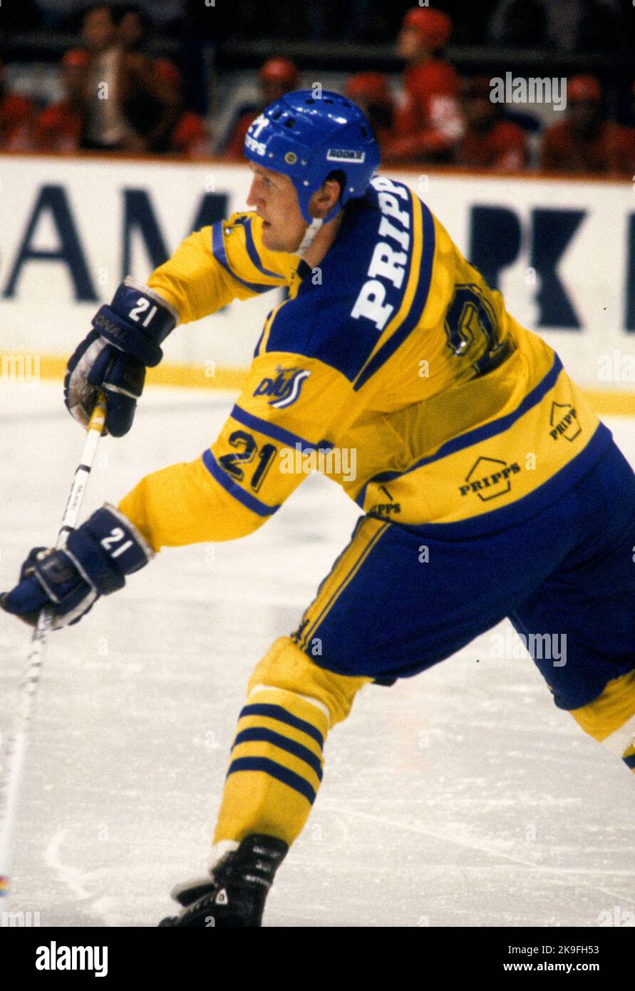 Bšrje Salming Schwedischer Eishockeyspieler Profi in der Nationalmannschaft und Toronto Ahornblätter mit dem Spitznamen der König Stockfoto