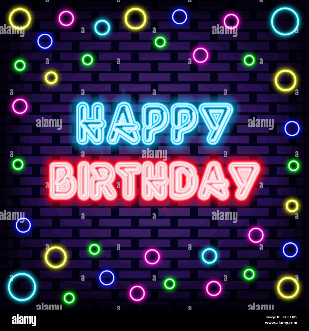 Alles gute zum Geburtstag Neon Zeichen. Neon-Skript. Leichte Kunst Stock Vektor