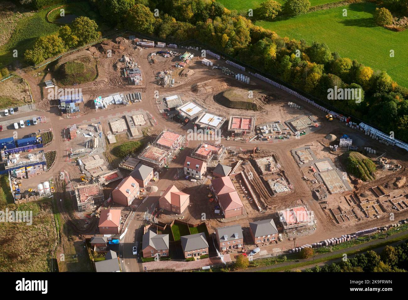Eine Luftaufnahme des neuen Wohnbaus in St. Helens, Nordwestengland, Großbritannien Stockfoto