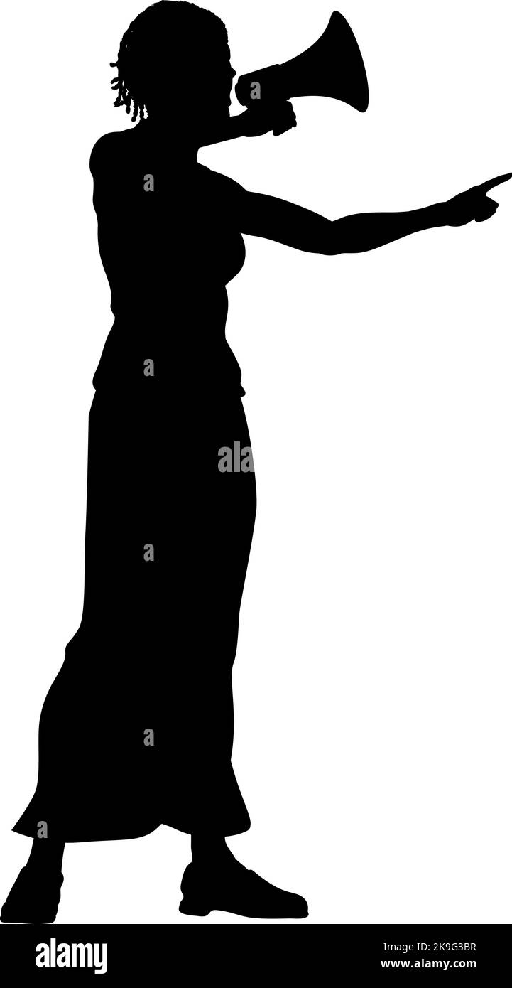 Protestkundgebung März Megaphon Silhouette Person Stock Vektor