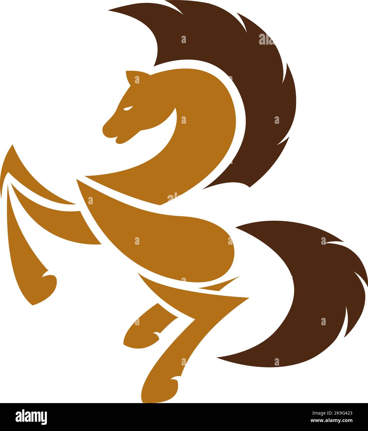 Vektorbild eines Pferdes auf weißem Hintergrund. Leicht editierbare Vektorgrafik mit Ebenen. Wilde Tiere. Stock Vektor