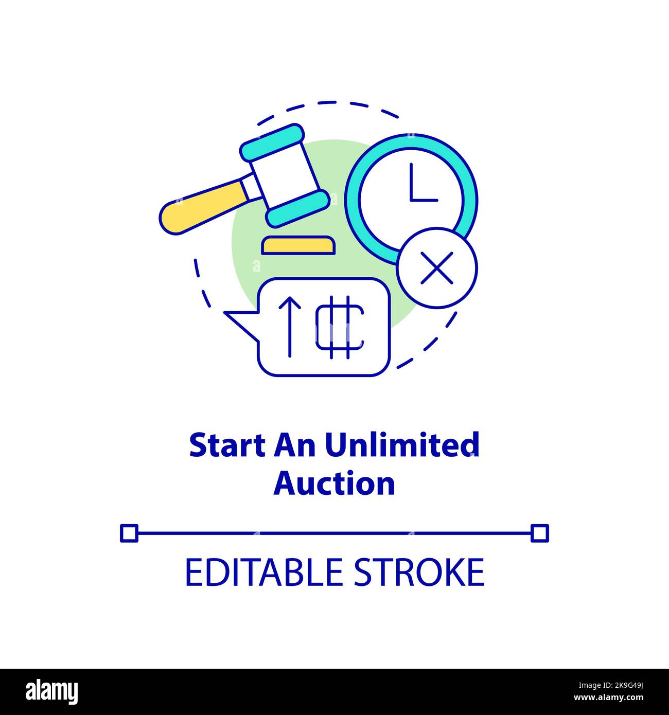 Starten Sie ein unbegrenztes Auktionskonzept-Symbol Stock Vektor