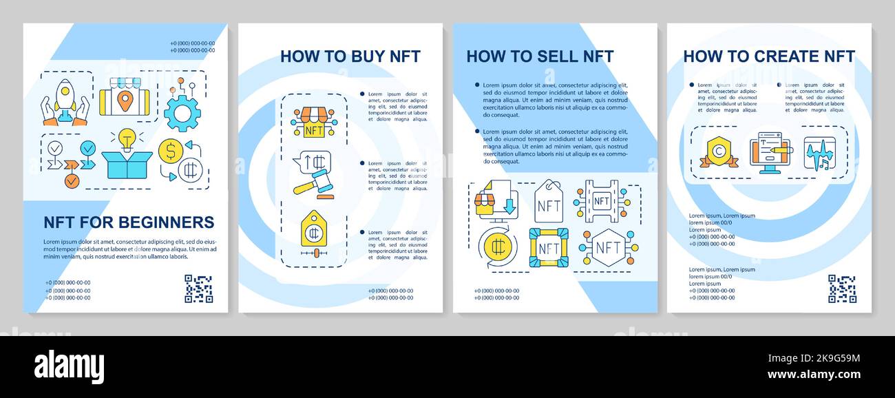 NFT Guide für Anfänger blaue Broschüre Vorlage Stock Vektor