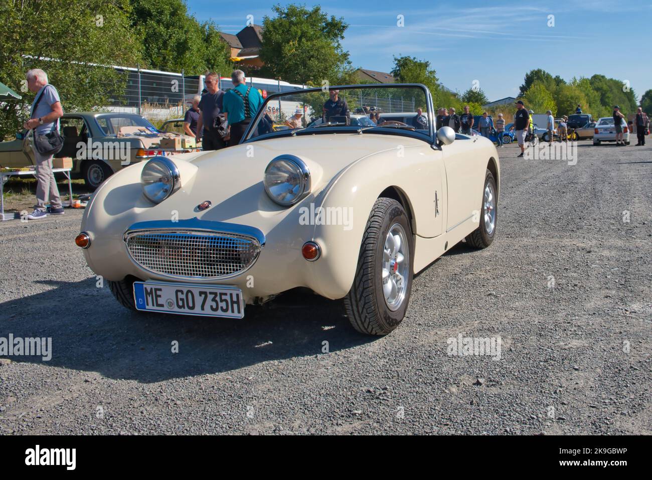Austin Healey Sprite, Roadster, produziert von 1958 - 1961, Oldtimer, Oldtimer, Oldtimer, Seitenansicht vorn Stockfoto