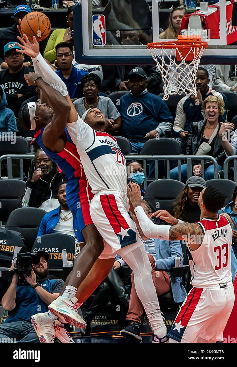 Eine kleine Aktion von Washington Wizards Basketballspiel gegen die Detroit Kolben Stockfoto